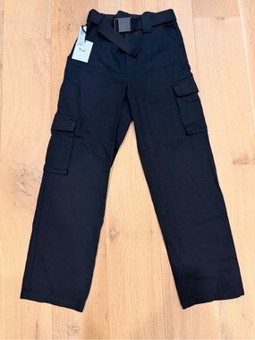 Tna Cargo Pants Black Belted Utility Wide Leg NWT Size Small